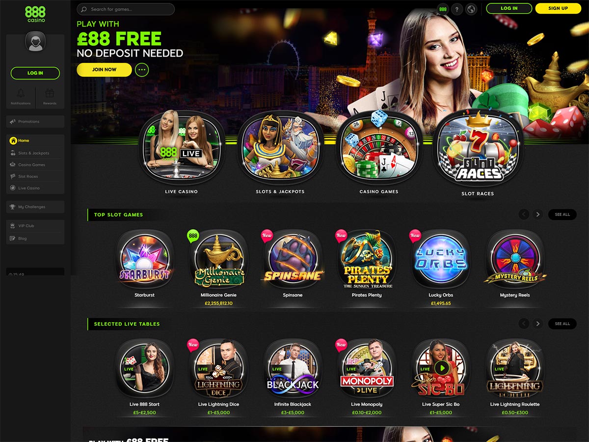 888 Casino Home Page