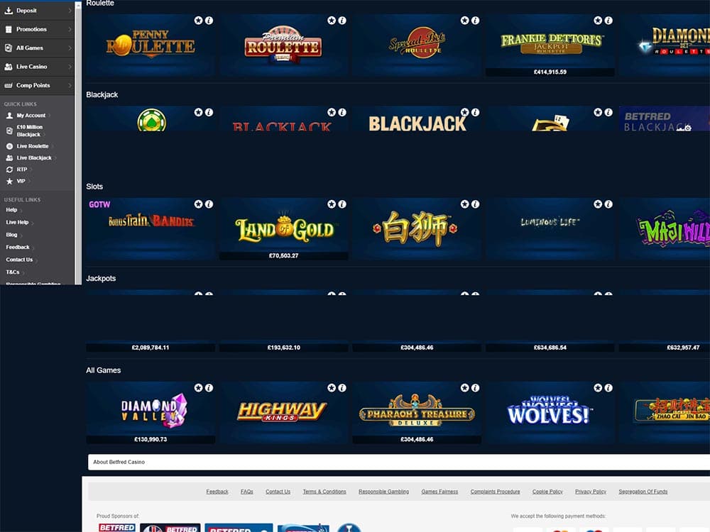 Betfred Casino Home Page
