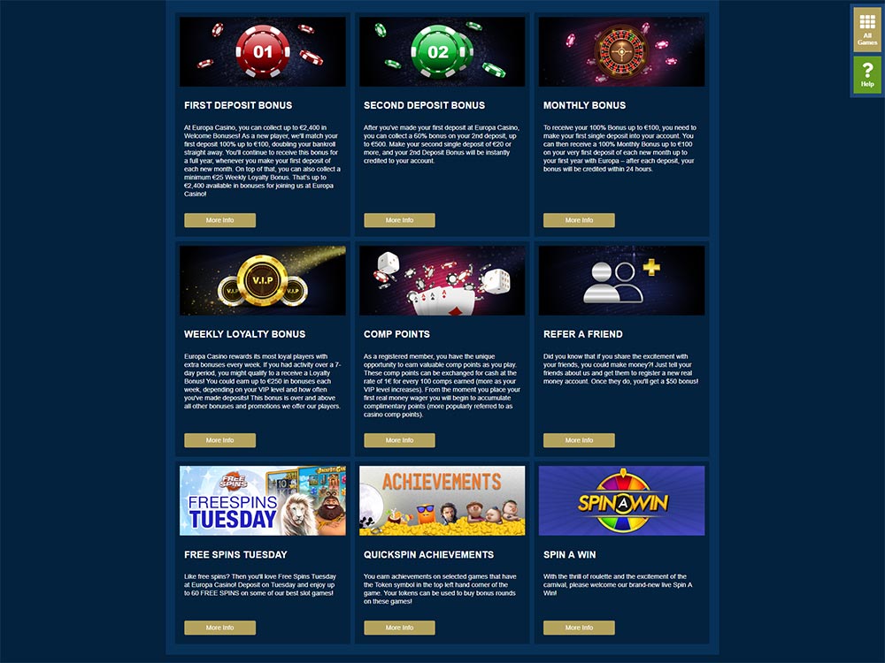 Europa Casino Promotions List