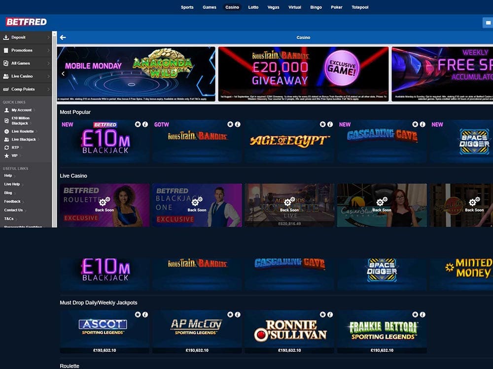 Betfred Casino Home Page