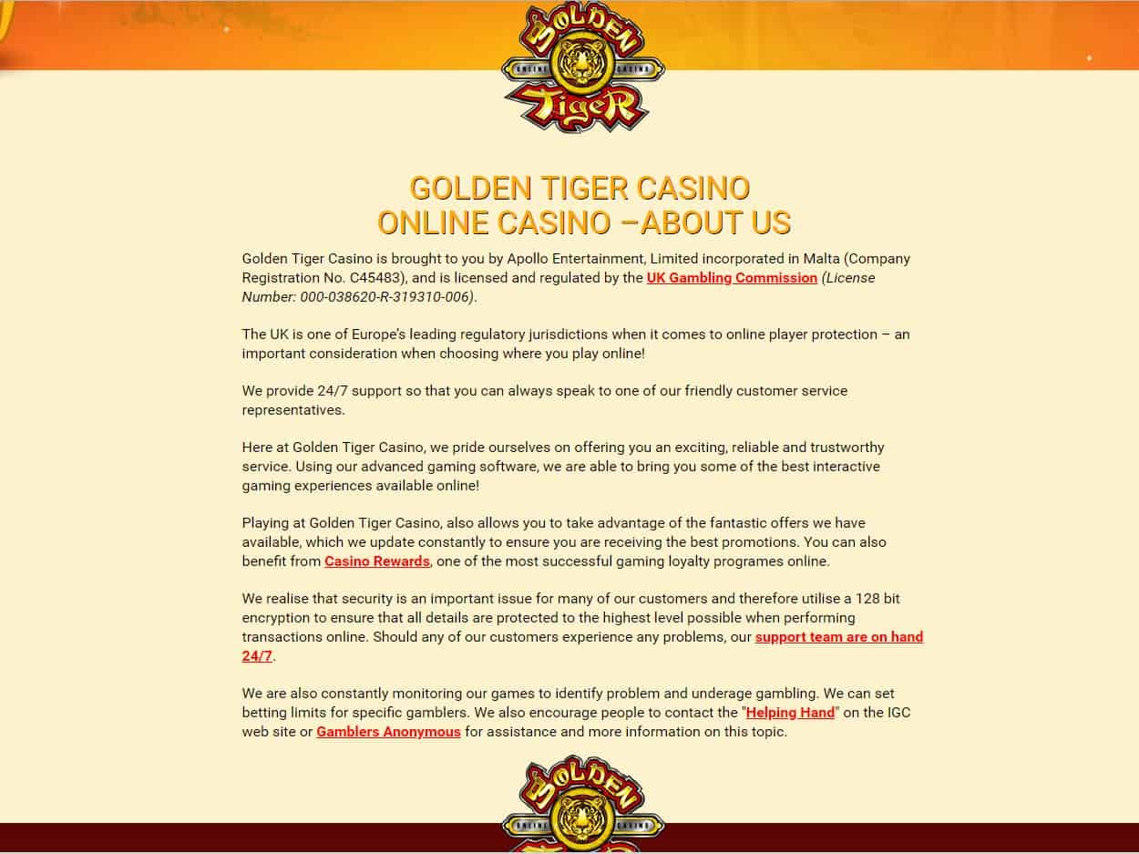 golden tiger casino sign in