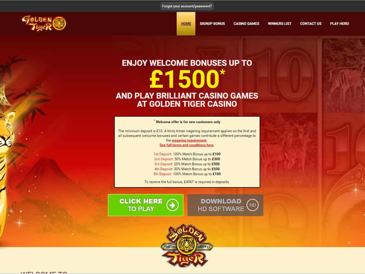 golden tiger casino 1500 bonus