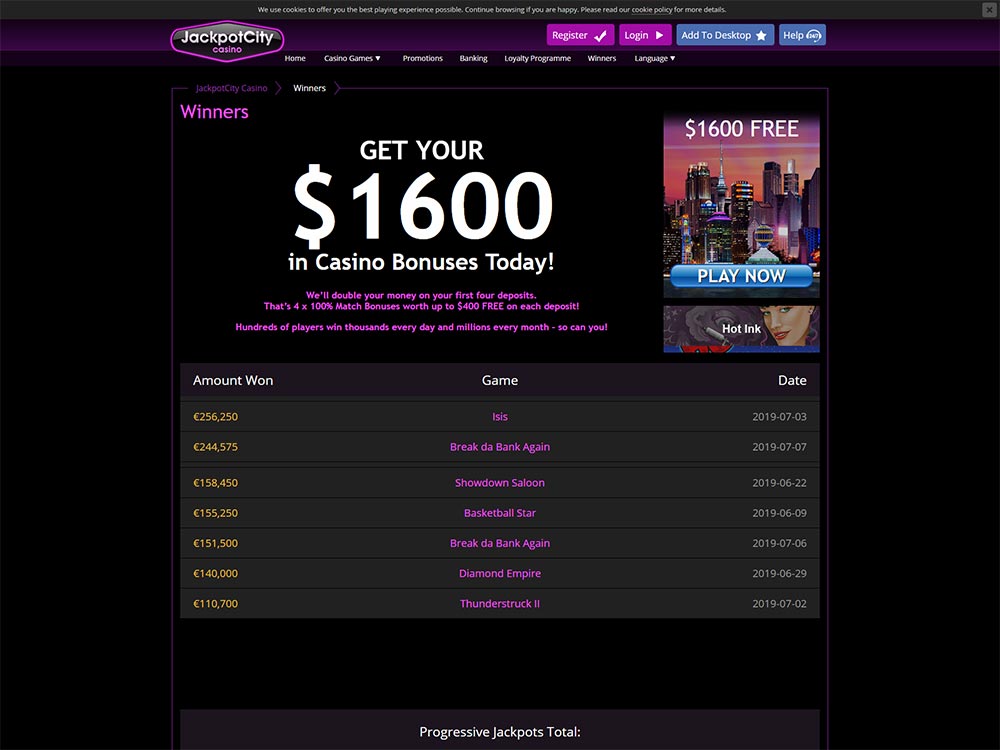 Jackpot City Casino Bonus Codes 2021