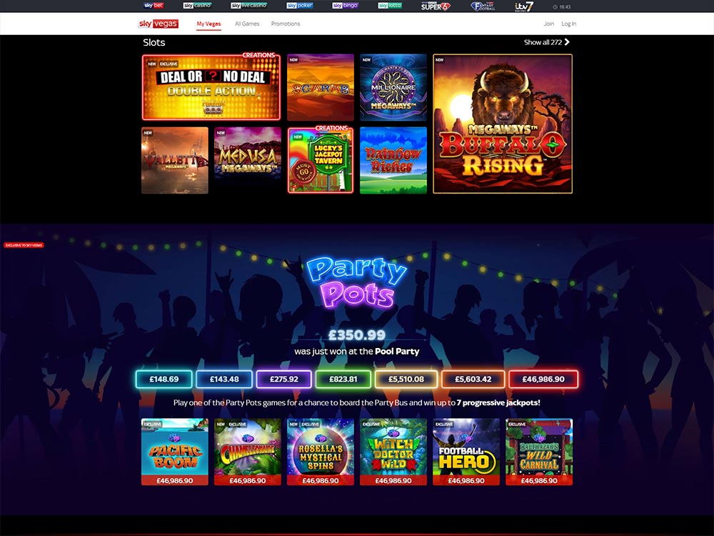Sky Vegas Casino Home Page