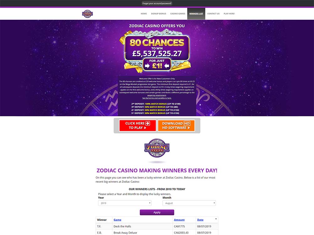 zodiac casino online slots